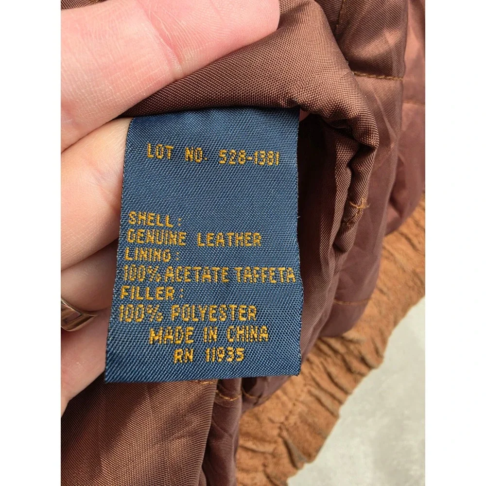 Vintage Weekends Suede Leather Bomber Jacket Mens XLT Brown Quilted Lined Zip